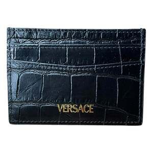 Versace La Medusa Crocodile Embossed Leather Cardholder Wallet in